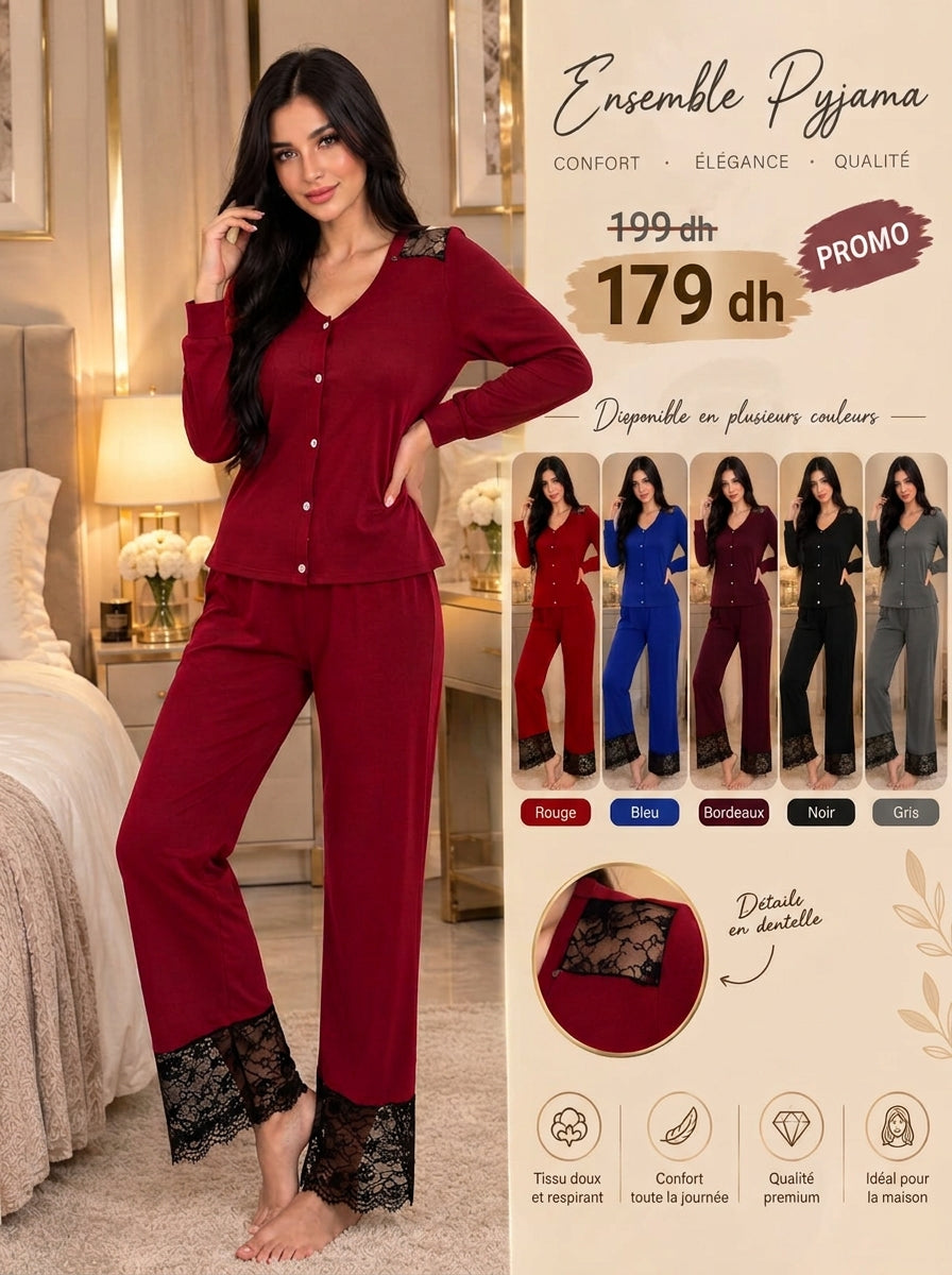 Ensemble Pyjama Dentelle Ref09
