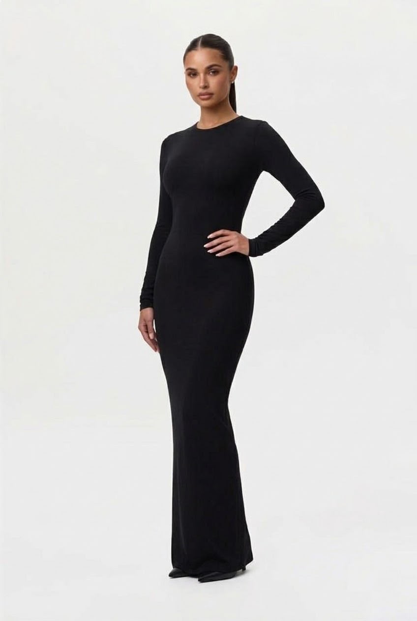 Robe longue col rond