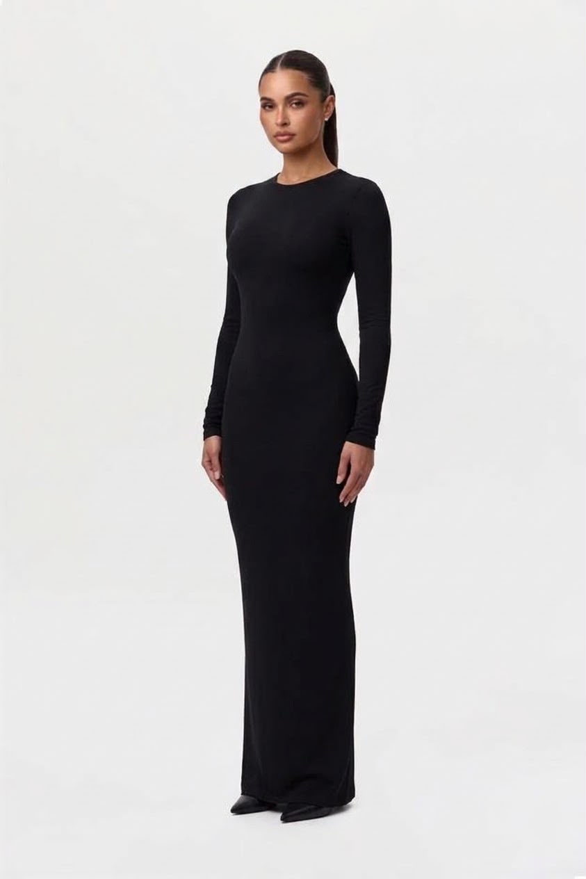 Robe longue col rond