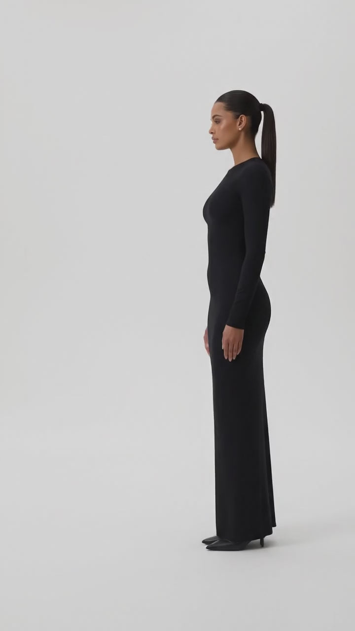 Robe longue col rond